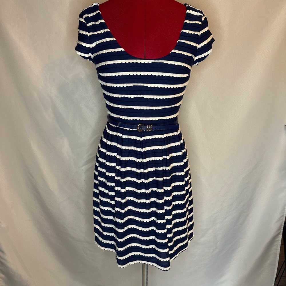 Navy and White Striped Dress